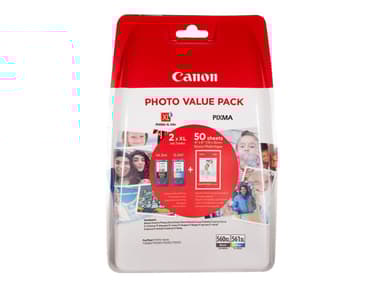 Canon Bläck Value Pack PG-560XL/CL-561XL Inkl 50 Ark fotopapper 10x15cm 