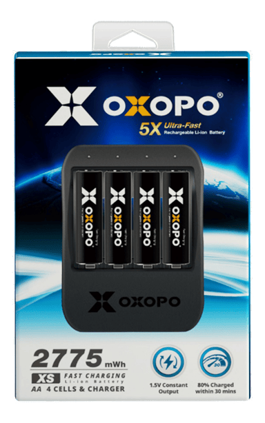 OXOPO Li-ion Batteri 4xAA 1850mAh Inkl Laddare 