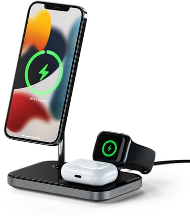 Satechi Magnetic 3-in-1 Wireless Charger Musta