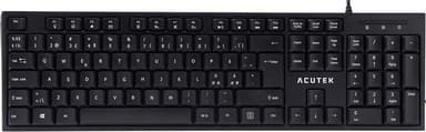 Acutek Wired Slim Keyboard Kabling Nordisk Tastatur