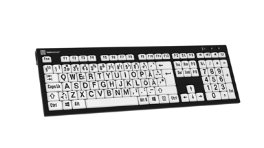 Logickeyboard Largeprint Nero For PC Slim Black W-keys +Lamp Kabelansluten Svenska/finska