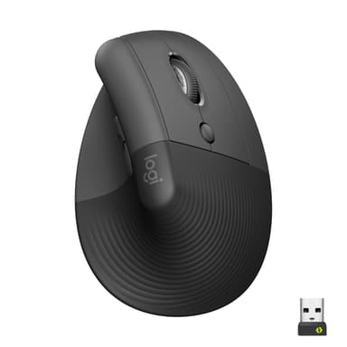 Logitech Lift Vertical Ergo Mouse Right Graphite Draadloos 4,000dpi Verticale muis Grijs 