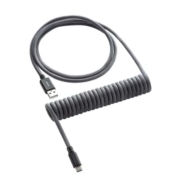 CableMod Classic Coiled Cable - Carbon Grey 1.5m USB A USB C Harmaa