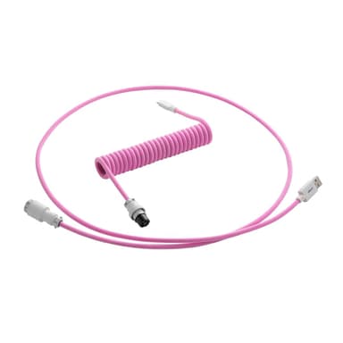 CableMod Pro Coiled Cable - Strawberry Cream 1.5m 24 pin USB-C Hane 4-stifts USB typ A Hane 