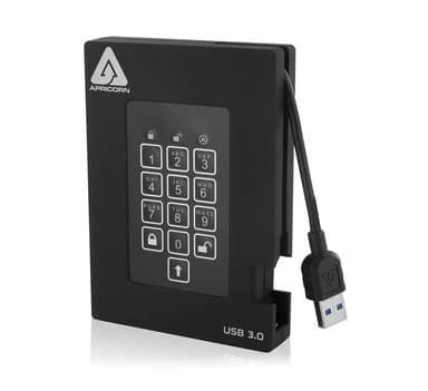 Apricorn Padlock Fortress 1TB 1TB 2.5" 5400rpm USB 3.0 Svart