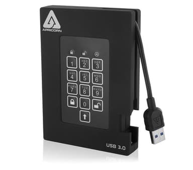 Apricorn Padlock Fortress 0.5TB 500000.0000000001TB 2.5" 5400rpm USB 3.0 Svart