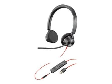 Poly Blackwire 3325 3,5 mm kontakt USB-A Microsoft-teams Stereo Svart 