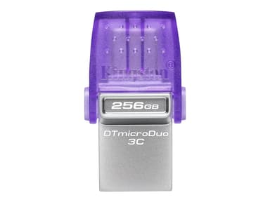 Kingston DataTraveler microDuo 3C 256GB USB Type-A / USB Type-C Ruostumaton teräs, Purppura
