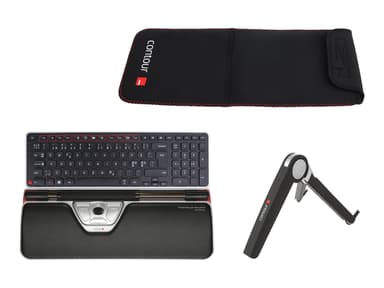 Contour Design Rollermouse Red Plus Wireless Travelkit Nordisk Tastatur og rullebarre-musesæt