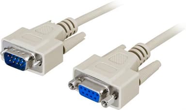 Deltaco Serial cable 2m 9 pin D-Sub 9 pin D-Sub Harmaa