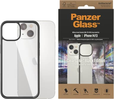 Panzerglass ClearCase Black Edition iPhone 13 iPhone 14 Kirkas Musta