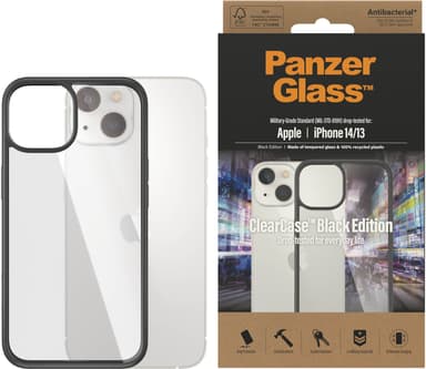 Panzerglass ClearCase Black Edition iPhone 13 iPhone 14 Klar Svart 