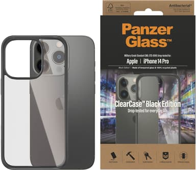 Panzerglass ClearCase Black Edition iPhone 14 Pro Läpinäkyvä