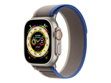 Apple Watch Ultra GPS + Cellular, 49mm Titanium Case with Blue/Gray Trail Loop - S/M 