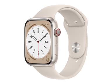 Apple Watch Series 8 GPS + Cellular 45mm Starlight Aluminium Case with Starlight Sport Band - Regular 