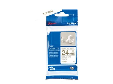 Brother Tape Tygband 24mm TZe-R254 Guld/Vit Satin 