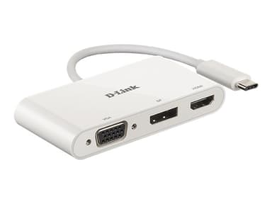 D-Link Usb-c Video Adapter 24 pin USB-C Uros 15 pin HD D-Sub (HD-15) 20 nastan näyttöporttiliitin HDMI Tyyppi A Naaras