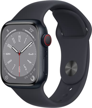 Apple Watch Series 8 GPS + Cellular, 41mm Midnight Aluminium Case with Midnight Sport Band 