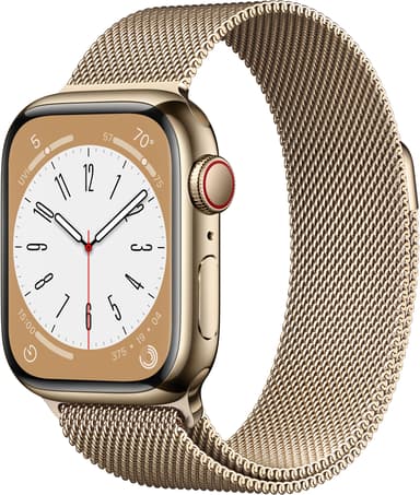 Apple Watch Series 8 GPS + Cellular, 41mm Gold Stainless Steel Case with Gold Milanese Loop 