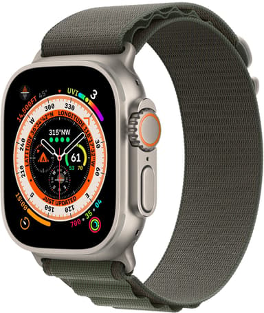 Apple Watch Ultra GPS + Cellular, 49mm Titanium Case with Green Alpine Loop Large 