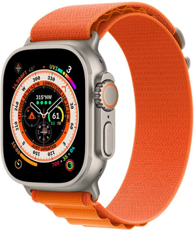 Apple Watch Ultra GPS + Cellular, 49mm Titanium Case with Orange Alpine Loop Small 