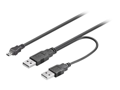 Microconnect - USB- / virtakaapeli 0.6m 4 pin mini-USB Type B Uros 4 nastan USB- A (vain virta) 9 pin USB Type A Uros