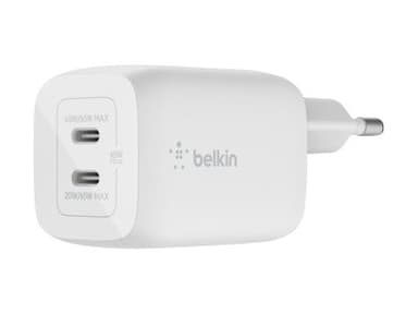 Belkin 65w PD PPD Dual USB-C Gan Charger Valkoinen