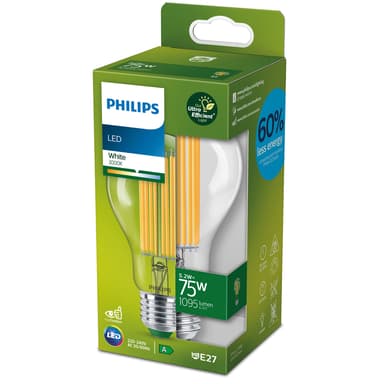 Philips LED E27 Klot Klar 5.2W (75W) 1095 Lumen 