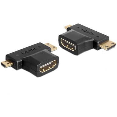 Delock Adapter HDMI Micro HDMI Mini Hane HDMI Hona 19-stifts HDMI typ A Hona 19 pin micro HDMI Type D 19 pin mini HDMI Type C Hane