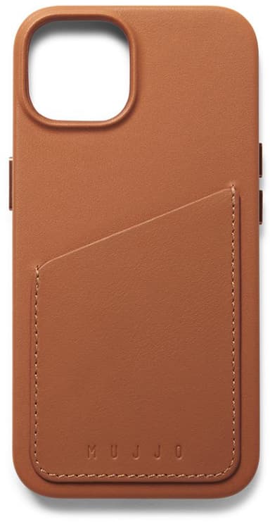 Mujjo Full Leather Wallet Case iPhone 14 iPhone 15 Kellanruskea