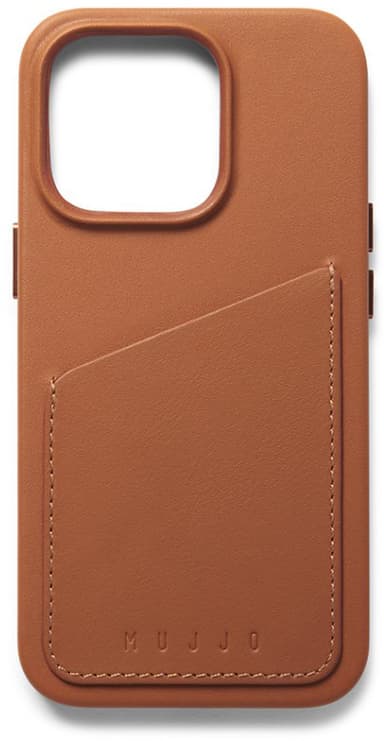 Mujjo Plånboksfodral i läder iPhone 14 Pro Tan