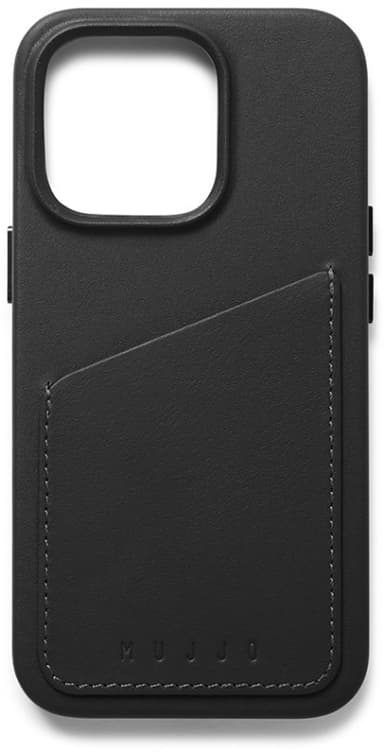 Mujjo Full Leather Wallet Case iPhone 14 Pro Musta