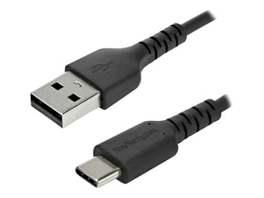 Startech .com 2m USB A to USB C Charging Cable, Durable Fast Charge & Sync USB 2.0 to USB Type C Data Cord, Rugged TPE Jacket Aramid Fiber M/M 3A Black, Samsung S10, S20, iPad Pro, Pixel 2m USB A USB C