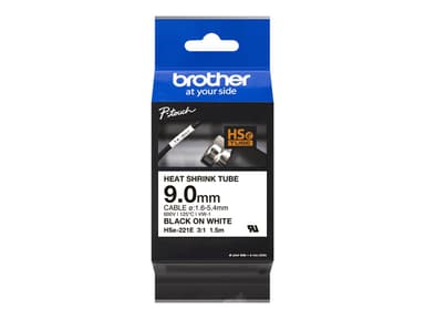 Brother Tape Varmekrympeslange 9mm HSe-221E Svart/Hvit 