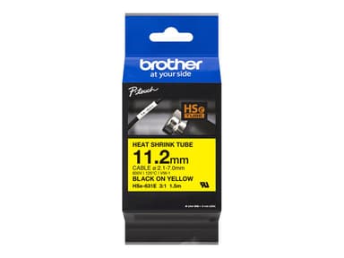 Brother Tape Krympslang 11.2mm HSe-631E Svart/Gul 