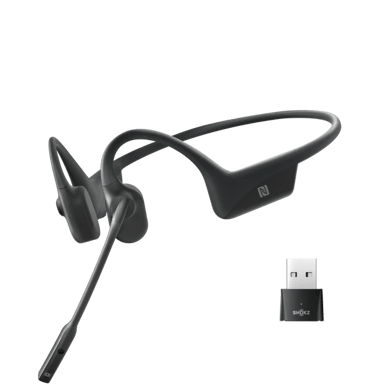 AfterShokz OpenComm UC Kuuloke + mikrofoni USB-A Bluetooth-sovittimen kautta Stereo Musta