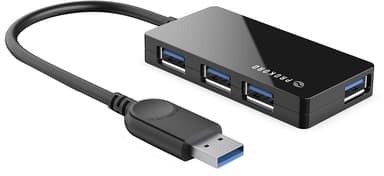 USB-C-hubb med 4 portar - 5 Gbps - bussdriven - USB C till 4x USB-A-hubb  med valfri extra strömförsörjning - Bärbar USB-hubb för stationär/bärbär