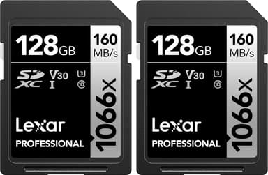 Lexar Pro 1066X Sdxc U3 (V30) Uhs-i R160/w120 128Gb - 2Pack 128GB SDXC UHS-I Memory Card 