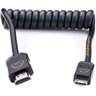 Atomos Mini HDMI to Full HDMI Coiled 30cm 0.3m HDMI-tyyppi A (vakio) HDMI Type C (Mini) Musta