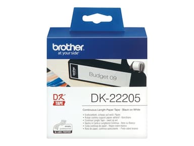 Brother Tape Papper 62mm x 30.5m Sort/Hvid 