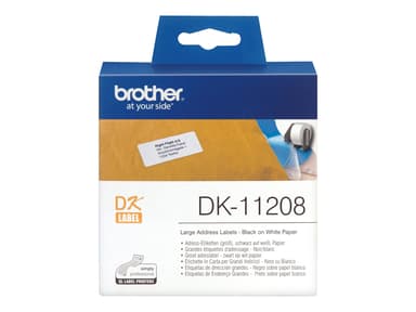 Brother Etikett Papper 38x90mm Svart/Vit 