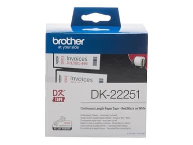 Brother Tape Papper 62mm x 15.24m Svart/Röd/Vit 