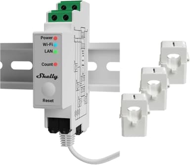 Shelly Pro 3EM trefas energimätning med WiFi och Ethernet 