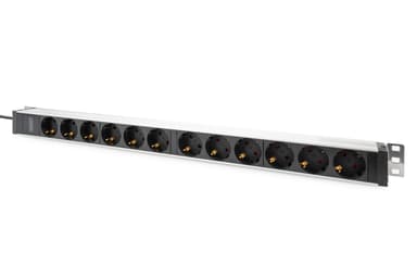 Digitus Socket Strip With Aluminium Profile 12xCEE 7/3 16A 2m Cable CEE 7/7 12st 12 x strøm CEE 7/3