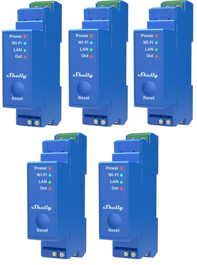 Shelly Pro 1 Din Wifi 1-Ch 16A Blue 5-Pack 