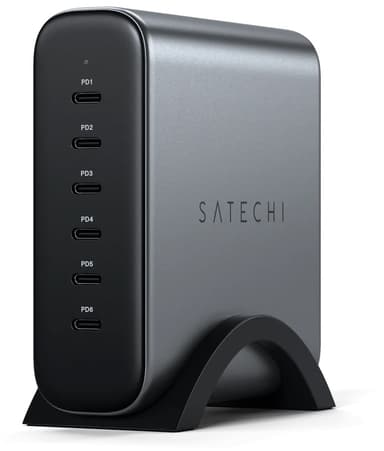 Satechi 200W USB-C 6-port GaN charger Romgrå