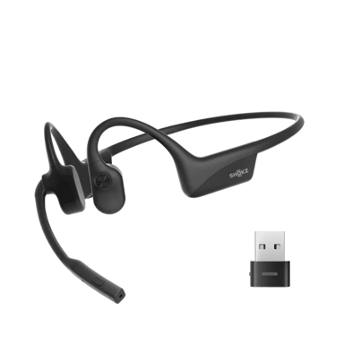 AfterShokz OpenComm2 UC USB-A Headset USB-A via Bluetooth-adapter Zoom Stereo Svart