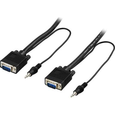 Deltaco RGB-7C 3m 15 pin HD D-Sub (HD-15) uden pin 9 Mini-phone stereo 3.5 mm Han 15 pin HD D-Sub (HD-15) uden pin 9 Mini-phone stereo 3.5 mm Han 