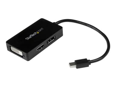 Startech Travel A/V adapter 0.15m Mini DisplayPort Uros 20 nastan näyttöporttiliitin 24+1-nastainen digitaalinen DVI HDMI Tyyppi A Naaras