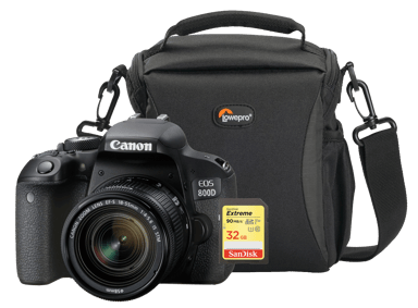 Canon EOS 800D + EF-S 18-55/4-5.6 IS STM + 32GB SD-Card + Bag 